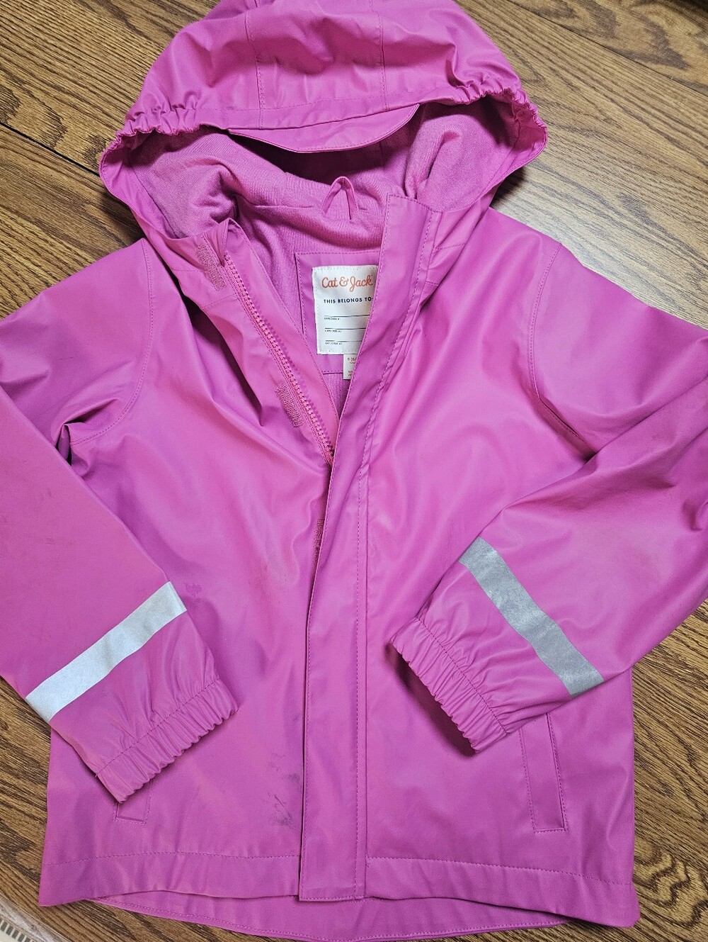 Cat & Jack Girls Size Small (6/7) Hot Pink Rain Coat / Rain Slicker Waterproof